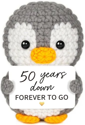 Vista 14 de Regalos de 1 año para aniversario de novio, novia, pingüino de ganchillo hecho a mano