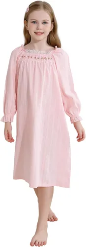 Vista 9 de BANGSAUR Vestidos vintage para niñas, camisas de dormir de princesa de algodón, para niños de 3 a 12 años