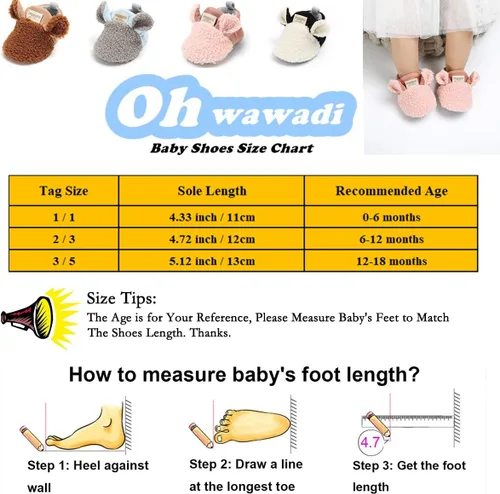 Vista 4 de Ohwawadi - Calcetines de forro polar para bebé o niña, suaves y calientes, botas o zapatos para bebés recién nacidos, con estilos de dibujos