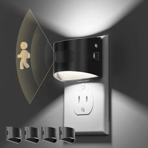 Vista 23 de L LOHAS LED Las luces nocturnas se enchufan a la pared, luz nocturna Negro dorado