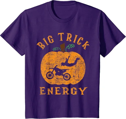 Vista 7 de Dirt Bike Motocross Halloween - Pumpkin Jack O Lantern T-Shirt Asphalt Grey