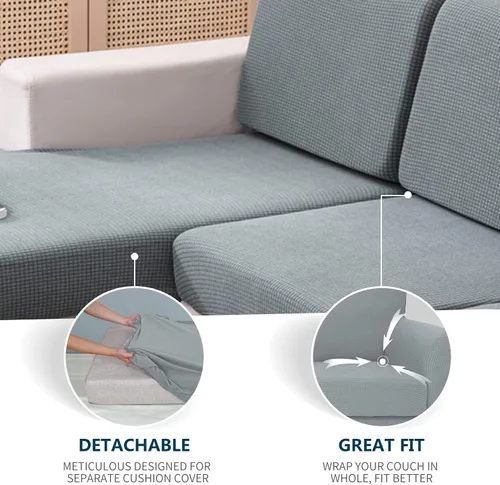 Vista 3 de Fundas de cojín para asiento de sofá, fundas de cojín impermeables para sofá, fundas de cojín elásticas para cojines individuales para respaldo