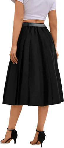 Vista 6 de SANGTREE Falda larga plisada de cintura alta para mujer y niña, uniforme escolar, cosplay