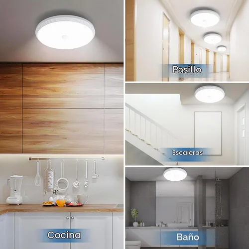 Vista 7 de Luces de armario recargables con sensor de movimiento, luz de techo a batería, luz inalámbrica con sensor de movimiento para interiores, luz