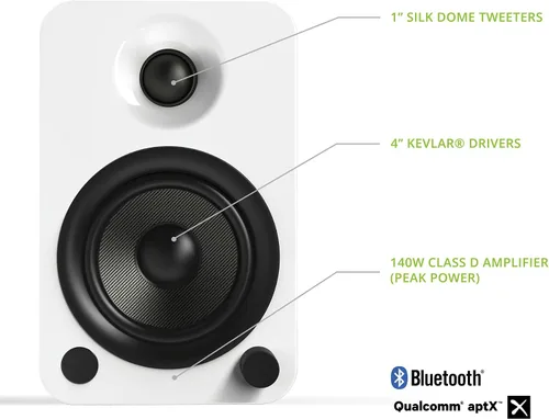 Vista 2 de Kanto YU4GW Altavoces alimentados con Bluetooth y preamplificador de phono incorporado Encendido y apagado automáticos Control remoto incluido