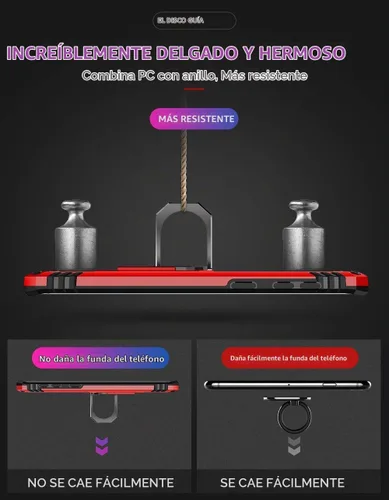Vista 8 de Funda de grado militar para Samsung Galaxy S10 5G [compatible con S10 5G] Soporte de anillo giratorio de metal con soporte magnético integrado