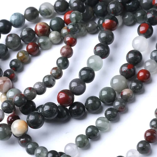 Vista 3 de 90 PIEZAS 4MM Cuentas de Piedra Sangrienta Africana Cuentas de Piedras Preciosas Naturales Redondas para Hacer Joyas DIY Piedra de Energía