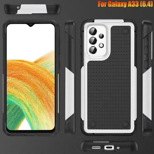 Vista 8 de Funda resistente para Samsung Galaxy A33 (5G) de 6.4 pulgadas, 4 esquinas con bolsas de aire [protección contra caídas de 12 pies], agarre