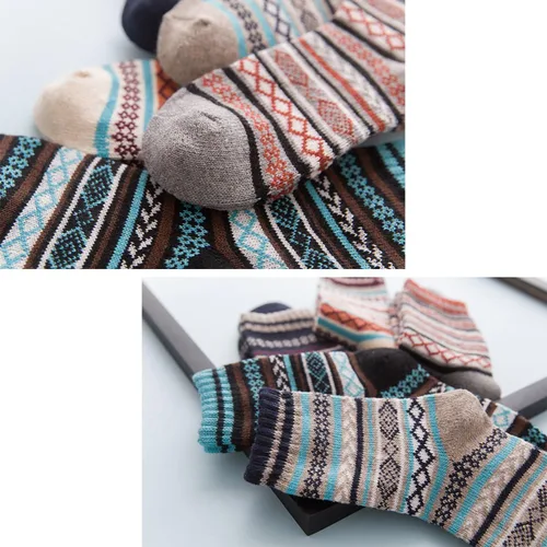 Vista 3 de 5 Pack Womens Wool Socks Winter Warm Socks Thick Knit Cabin Cozy Crew Soft Socks Gifts for Women