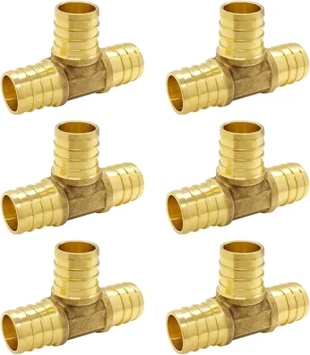 Vista 7 de Hooshing 5 unids 1/2 pulgada Tee PEX montaje Soild latón Barb Crimp accesorios para manguera de tubo PEX