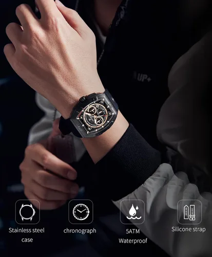 Vista 6 de Paras Crown - Reloj militar para hombre, movimiento japonés, impermeable, deportivo