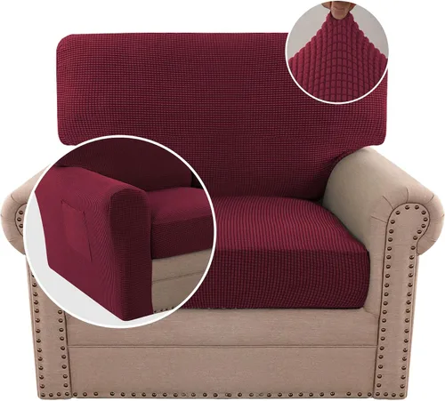 Vista 55 de H.VERSAILTEX Fundas elásticas para sillas de varias piezas, fundas para cojines ajustables para asiento y respaldo