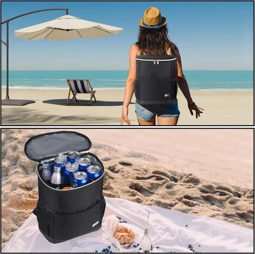 Vista 6 de Mochila Enfriadora Wolka 30 Latas, Mochilas Enfriadoras Portátiles Aisladas a Prueba de Fugas, Bolsa Enfriadora Impermeable de Lado Suave