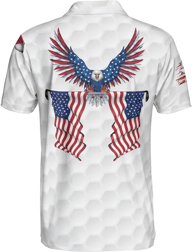 Vista 2 de PAGYMO Camisas de golf para hombre, divertidas camisas de golf para hombres, camisas polo hawaianas para hombres, camisa patriótica con estampado