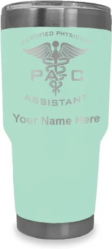 Vista 20 de LaserGram Vaso aislado al vacío de 20 onzas, asistente médico certificado PA-C, grabado personalizado incluido (negro)