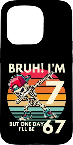 Vista 14 de Bruh I'm 7 But One-Day I'll Be 67 Retro 7th Birthday Kids Case for iPhone 17