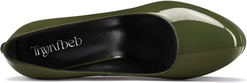Vista 8 de TNYNFBEB Zapatos de tacón de plataforma alta para mujer, con puntera redonda, sin cordones, básicas, clásicas, de 5.5 pulgadas