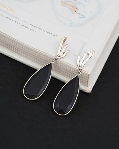 Vista 3 de PHNX Black Onyx Earrings Dangle, Large Dangle Earrings Women Boho, Handmade Jewelry Earrings Sterling Silver, Unique Gifts For Her