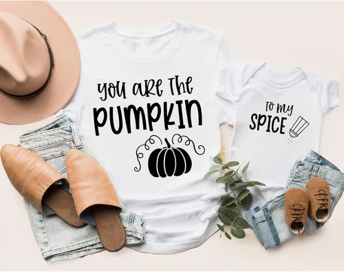 Vista 3 de Camisetas de otoño para mamá y mí, camiseta You're The Pumpkin to My Spice, trajes de otoño para mamá y bebé, camisetas de Acción de Gracias