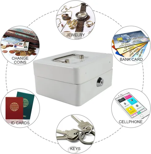 Vista 2 de Shanrya Caja de seguridad segura, mini caja de seguridad portátil con cerradura para el hogar, oficina, joyería, uso en efectivo, almacenamiento