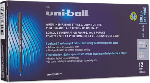 Vista 5 de uni-ball 60041 Onyx Roller Ball Stick Lápiz a base de tinte Tinta Azul Micro Docena