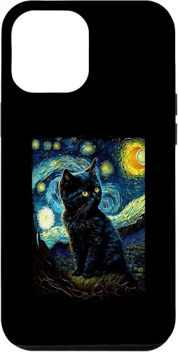 Vista 6 de iPhone 15 Starry Night Cat Van Gogh Cat Lover Cat Lover Cat Mom Cat Dad Case