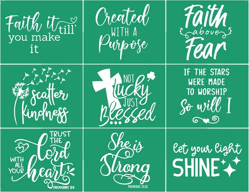 Vista 10 de JAJADO Plantillas de pantalla de seda cristiana, 2 unidades, autoadhesivas, reutilizables, transferencias de malla, impresión inspiradora de fe
