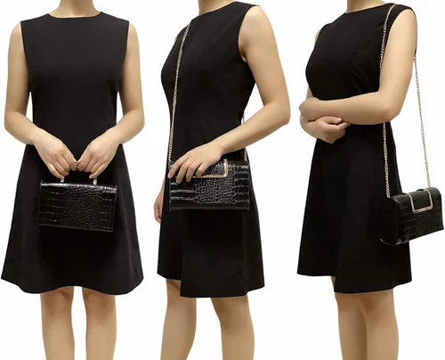 Vista 7 de CHARMING TAILOR Bolso de mano pequeño con estampado de cocodrilo de poliuretano, bolso de mano para mujer