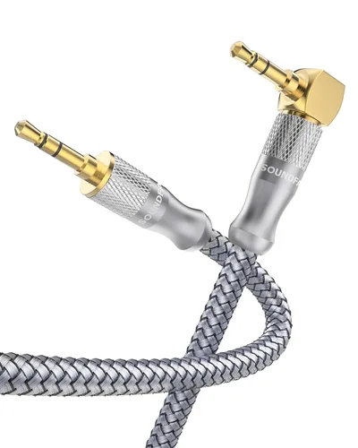 Vista 8 de TRRS Cable de audio de 0.138 pulgadas (0.138 in), cable auxiliar de 90 grados, ángulo recto, cable de auriculares de 4 polos, cable auxiliar