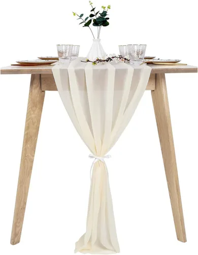 Vista 11 de Camino de mesa de gasa de 10 pies, 27 x 120 pulgadas, romántica tela transparente para decoraciones de boda, baby shower, fiesta de cumpleaños