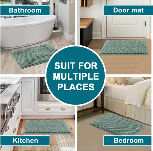 Vista 7 de Turquoize Alfombras de baño de felpilla antideslizante para baño, 17 x 24 pulgadas, extra suaves y absorbentes, lavables a máquina, perfectas