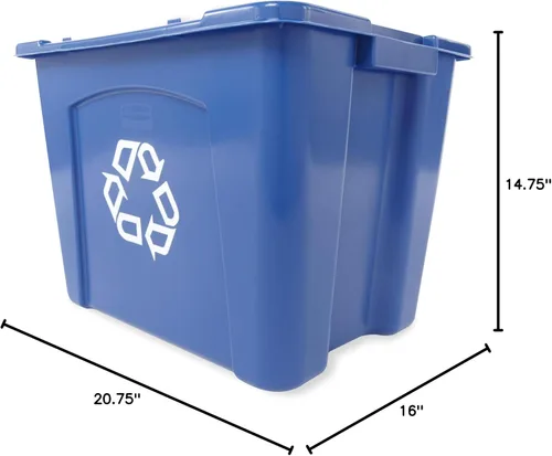 Vista 6 de Rubbermaid Commercial Products, cubo/caja de reciclaje apilable, 14 galones, azul, para interiores/exteriores/garajes/hogares/instalaciones