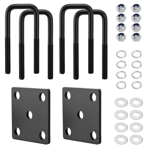Vista 16 de Kit de pernos cuadrados en U para resortes de hoja de eje de remolque, pernos en U de acero negro para remolque, para eje de 2 x 2, 5-1/4 pulgadas