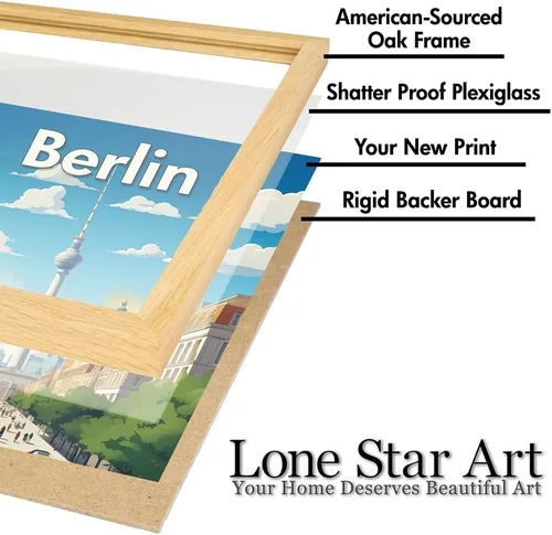 Vista 5 de Berlin TV Tower Germany Framed 11x14 Poster - Colorful Cityscapes: Illustrated Posters of Global Landmarks - Stylish Travel Decor - Great Gift