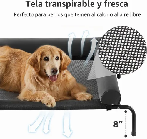 Vista 3 de RRPETHOME Cama Grande Elevada de Refrigeración para Perros, Cuna Elevada para Perros Grandes, Cama Elevada para Mascotas al Aire Libre, Cama