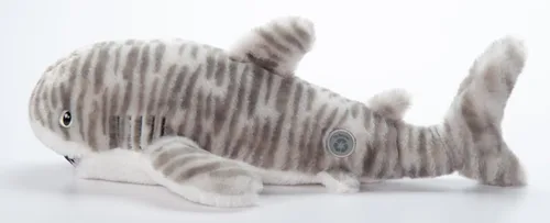 Vista 9 de The Petting Zoo Peluche de tiburón tigre, regalos para niños, animales salvajes del océano Onez, juguete de peluche de tiburón de 20 pulgadas