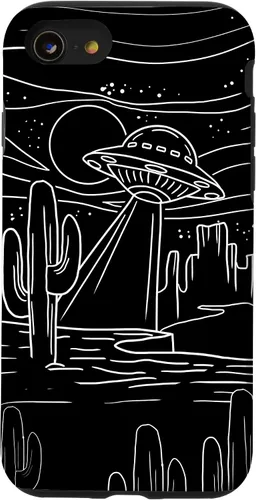 Vista 18 de iPhone 16 UFO Desert Retro Alien Spaceship Area 51 ET Space Lover Gift Case