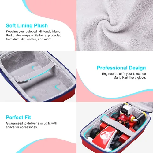 Vista 2 de XANAD EVA Hard Case for Mario Kart LiveNintendo Switch Mario Set Edition - Travel Protective Carrying Storage BagRed