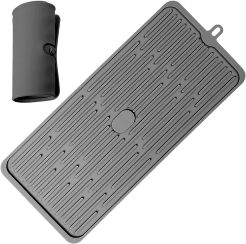 Vista 10 de Tapete grande para secar platos, alfombrillas de silicona de múltiples usos para múltiples usos, tapete de secado para encimera de cocina, 12 x 16