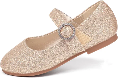 Vista 3 de PANDANINJIA Sarena - Zapatos de vestir para niñas con diamantes de imitación para niña de flores, bailarina, zapatos planos Mary Jane para bodas