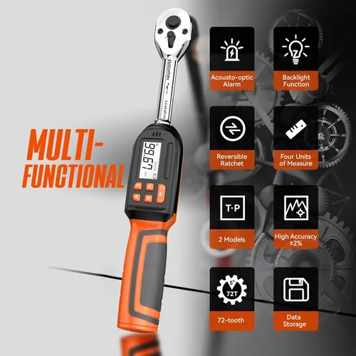 Vista 9 de SUZUME - Llave dinamométrica digital de 3/8 (5.02-99.57 pies libras/6.8-135 N.m) ±2% Accuracy,Buzzer and LED Alert,Electric Display,Peak &