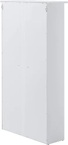 Vista 10 de SEI Furniture - Gabinete multimedia para ventana - Blanco - Diseño de transición, vidrio blanco y madera - Ideal para oficina en casa, sala de estar