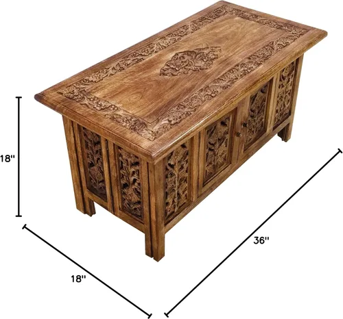 Vista 3 de Lightnpro - Mesa de centro de madera hecha a mano – Mesa central rectangular plegable premontada para sala de estar con revistas y almacenamiento