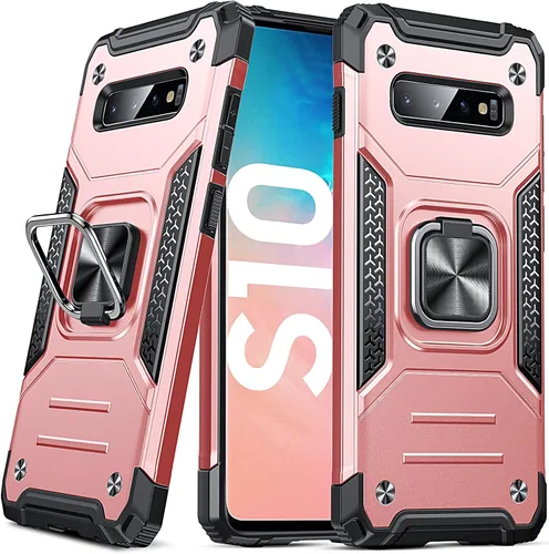 Vista 122 de DASFOND Diseñada para funda Galaxy S8 con soporte, anillo metálico giratorio mejorado de 360°, soporte kickstand de grado militar, resistente a