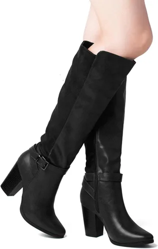 Vista 7 de Botas altas hasta la rodilla con cremallera para mujer, botas de tacón alto y grueso