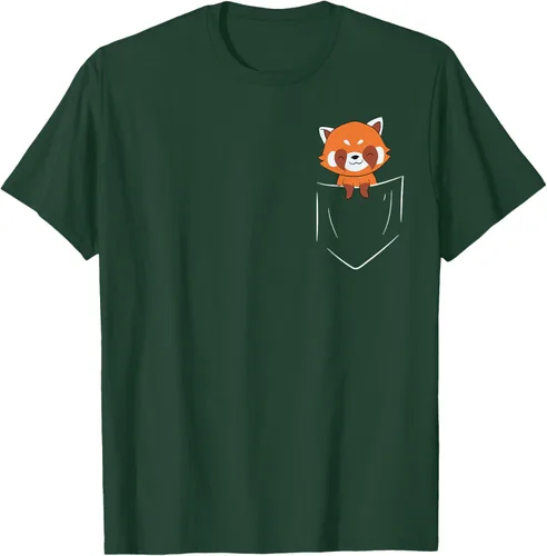 Vista 61 de Funny Red Panda In Pocket - Camiseta con bolsillo, Negro, S