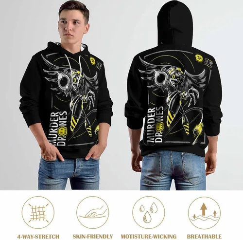 Vista 8 de Murder Drones Sudaderas con capucha para hombres y mujeres, sudadera de manga larga