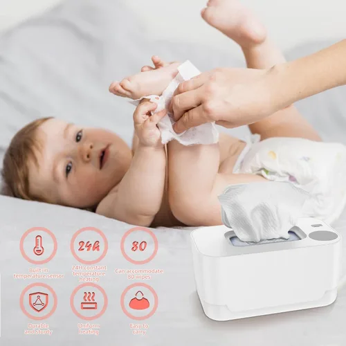 Vista 2 de Calentador de toallitas para bebés, calentador de pañales USB, temperatura uniforme, calentador de toallitas húmedas portátil, caja de calefacción