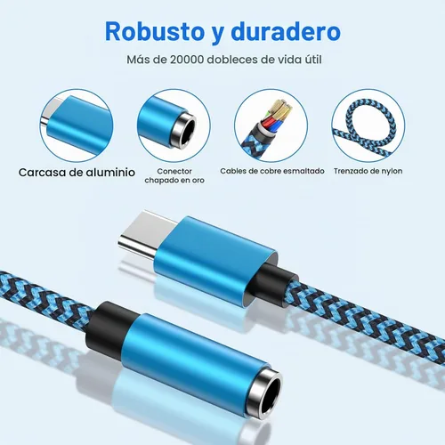 Vista 6 de Adaptador USB tipo C a conector de auriculares de 0.1 in, paquete de 2