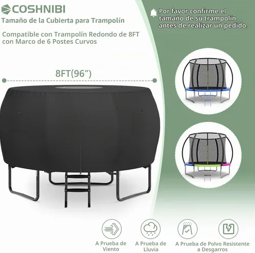 Vista 2 de COSHNIBI Cubierta redonda para cama elástica al aire libre, tienda de campaña de 8 pies, adecuada para cama elástica redonda de 6 postes curvos